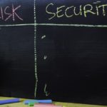 risk or security written with color chalk concept on the blackboard picture id1145381235